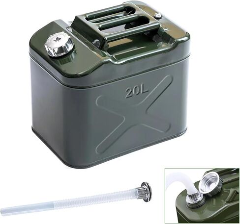 2.5 Gallon Metal Can with Flexible Nozzle System Pressure Relief Valve Safety Configuration, Square and Stable, Water Container for Camping No Bracket Required (10 Litre) in Kuwait