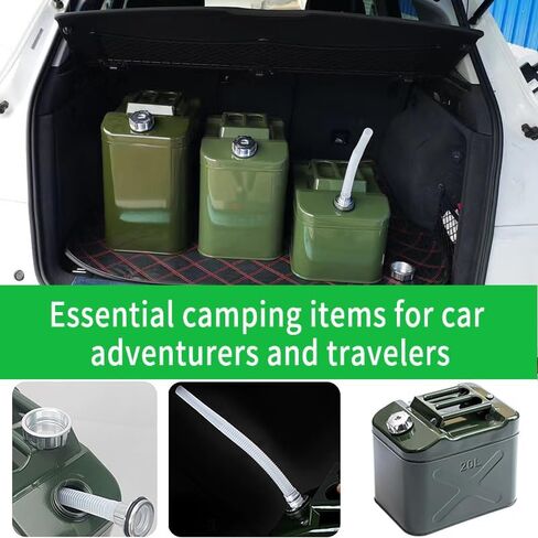 2.5 Gallon Metal Can with Flexible Nozzle System Pressure Relief Valve Safety Configuration, Square and Stable, Water Container for Camping No Bracket Required (10 Litre) in Kuwait