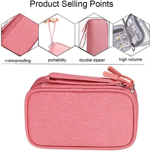for Electronic Organizer, Travel Cable Organizer Bag Pouch Electronic Accessories Carry Case Portable Waterproof Double Layers Storage Bag for Cable, Cord, Charger, SD Card,Earphone - Flower in Saudi Arabia