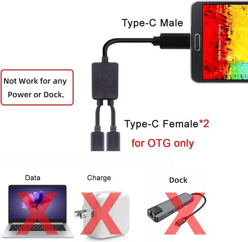 CY Cable Type-C OTG to Dual Ports USB-C Female Hub Cable for Laptop PC Mouse Flash Disk in Kuwait