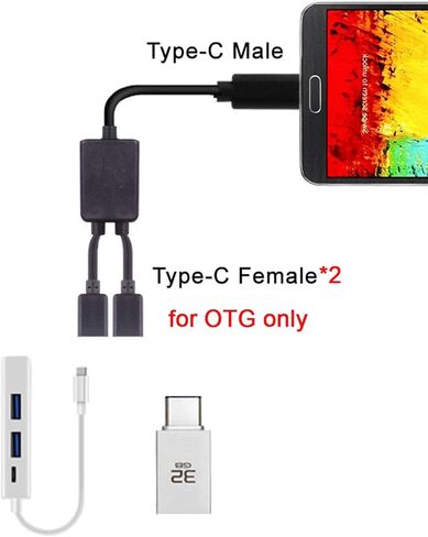 CY Cable Type-C OTG to Dual Ports USB-C Female Hub Cable for Laptop PC Mouse Flash Disk in Kuwait