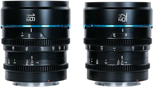 SIRUI Night Walker T1.2 S35 Cine Lens Set, 16mm, 75mm, Large Aperture Manual Focus Lens (MS-2SRG, RF Mount, Metal Grey) in Kuwait