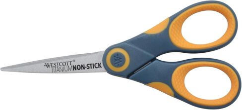 Westcott 8" Straight Titanium Bonded Non-Stick Scissors with Adjustable Glide Feature, Grey/Yellow (14849) in Saudi Arabia