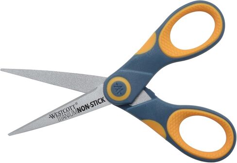 Westcott 8" Straight Titanium Bonded Non-Stick Scissors with Adjustable Glide Feature, Grey/Yellow (14849) in Saudi Arabia