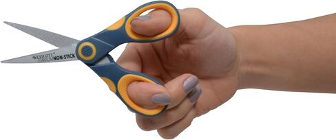 Westcott 8" Straight Titanium Bonded Non-Stick Scissors with Adjustable Glide Feature, Grey/Yellow (14849) in Saudi Arabia