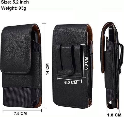 حقيبة خصر للهاتف الخليوي العمودي للرجال ، حقيبة حزام الهاتف المحمول مع مقطع ، حزام مقطع للهاتف الجلدي العالمي للهاتف الذكي محفظة واقية من محفظة واقية مع حلقة حزام carabiner in Kuwait