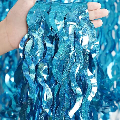 Wavy Rainbow Foil Fringe Curtains - 3 Pack Colorful Party Decorations 3.3x6.6ft Tinsel Metallic Streamers Holiday Photo Booth Props Backdrop for Birthday Wedding Engagement Bridal Shower Unicorn in Kuwait