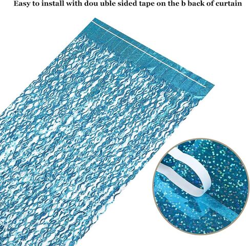 Wavy Rainbow Foil Fringe Curtains - 3 Pack Colorful Party Decorations 3.3x6.6ft Tinsel Metallic Streamers Holiday Photo Booth Props Backdrop for Birthday Wedding Engagement Bridal Shower Unicorn in Kuwait