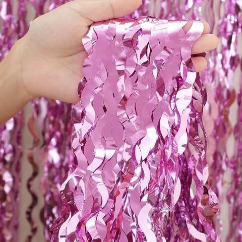 Wavy Rainbow Foil Fringe Curtains - 3 Pack Colorful Party Decorations 3.3x6.6ft Tinsel Metallic Streamers Holiday Photo Booth Props Backdrop for Birthday Wedding Engagement Bridal Shower Unicorn in Kuwait