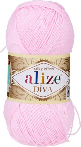 Alize Diva Silk Effect 100% Microfiber Acrylic Yarn 1 Ball skeins 100gr 383yds Color (353 - Indigo) in Saudi Arabia