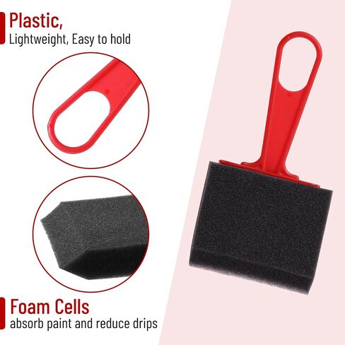 Bates- Foam Paint Brushes, 3-Inch, 12 Pack, Black Handle Sponge Brushes, Sponge Paint Brush, Foam Brushes for Painting, Foam Brushes for Staining, Paint Sponges, Foam Brushes for Mod Podge Brushes in Saudi Arabia