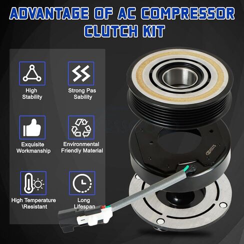 مجموعة واحدة من قابض الضاغط AC 92600JM01D قابض ضاغط تكييف الهواء استبدال مجموعة قابض الضاغط لـ 2008-2015 Nissan Rogue 2.5L بكرة تحمل لفائف in Saudi Arabia