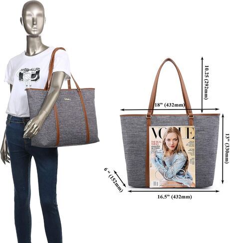 Water Resistant Nylon Laptop Tote Bag for Teacher Large Work Travel Purse fit up to 15.6 inch Laptop in Saudi Arabia
