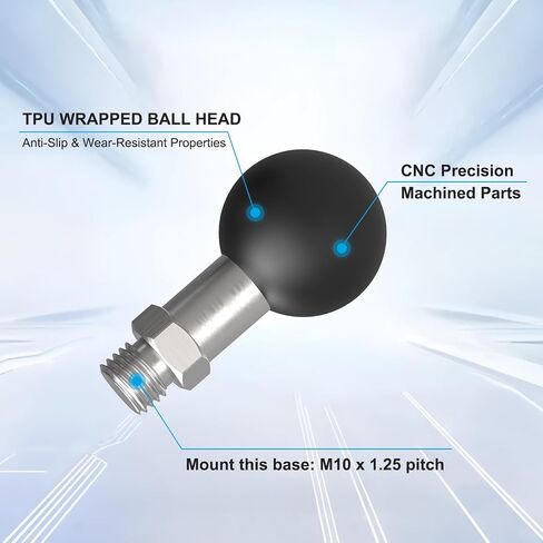 قاعدة محول الكرة ، محول الكرة 1 بوصة مع M10 x1.25 "الترباس الخيوط ، المعادن CNC 360 ° اضبط قاعدة تركيب الكرة للدراجة النارية حامل وذراع مقبس مزدوج قصير متوسط ​​، 78009 in Kuwait