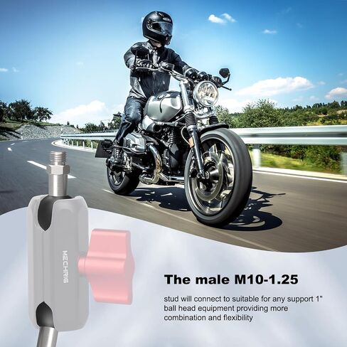 قاعدة محول الكرة ، محول الكرة 1 بوصة مع M10 x1.25 "الترباس الخيوط ، المعادن CNC 360 ° اضبط قاعدة تركيب الكرة للدراجة النارية حامل وذراع مقبس مزدوج قصير متوسط ​​، 78009 in Kuwait