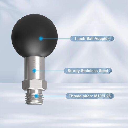 قاعدة محول الكرة ، محول الكرة 1 بوصة مع M10 x1.25 "الترباس الخيوط ، المعادن CNC 360 ° اضبط قاعدة تركيب الكرة للدراجة النارية حامل وذراع مقبس مزدوج قصير متوسط ​​، 78009 in Kuwait
