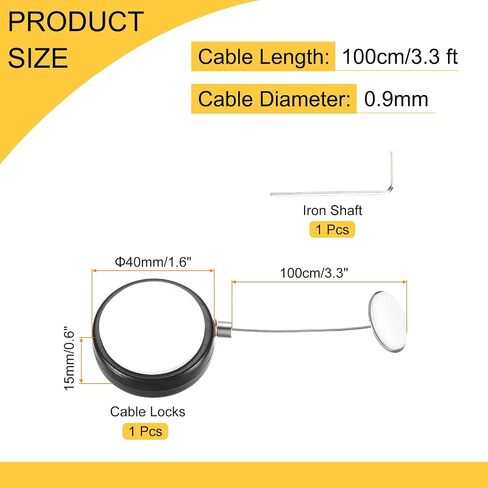 MECCANIXITY 3.3ft Retractable Cable Lock with Round Patch Remote Control Security Lock with Adjustable Cord Tether Anti Theft for Laptop, TV, 150 G, White in Saudi Arabia