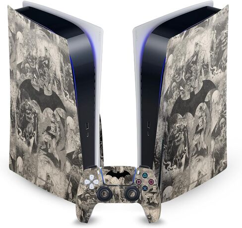 Head Case Designs Officially Licensed Batman DC Comics Collage Distressed Logos And Comic Book Vinyl Faceplate Sticker Gaming Skin Decal Cover Compatible With PS5 Disc Console & DualSense in Kuwait