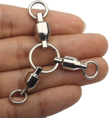 Stainless Three Way Sea Boat Fishing Swivel Heavy Duty 3-Way Ball Bearing Swivel Connector trolling Solid Ring Tackle in Kuwait