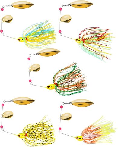 UCEC Fishing Lures, Mini Spinner Baits, Spinner Small Mouth Bass Lure, Spinnerbait Top Water Rooster Tail Fishing Lures, Sink Fast Fishing Lure with Silicon Skirt, High Carbon Steel Hooks Strong in Saudi Arabia