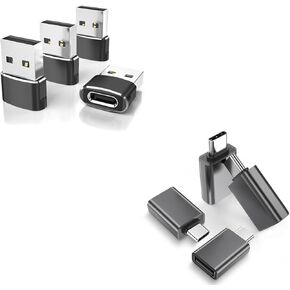 Elebase 4 Pack USB C to USB Adapter and 4 Pack USB to USB C Adapter for Apple Watch Series 8 7,iPhone 16 15 14 Pro Plus Max,iPad 9 10 Air 5 Mini 6,Galaxy S24 S23,MacBook,USB Flash Thumb Drive,Mouse