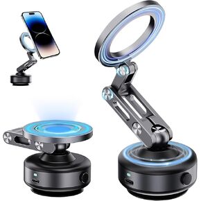 Nixie Vacuum Magnetic Car Phone Mount,Nixie N’Go Pro 360 Adjustable Suction Cup Phone Mount,Official Foldable Smart Double-Sided Magnetic Phone Holder Hands-Free for Smooth Surface