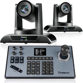 Tenveo PTZ Camera and Controller Bundle/Kits - 20X PTZ Camera(2pcs) with HDMI/USB3.0/LAN(PoE) and PTZ Camera Controller Joystick Keyboard for Church Worship Services Live Streaming Conference