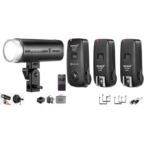 NEEWER Q200 200Ws 2.4G TTL Outdoor Studio Flash Strobe App Control, Photography Monolight Speedlite with FC-16 2.4G Wireless Camera Shutter Studio Flash Trigger and Two Receivers Compatible with Nikon