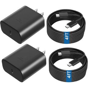 2-Pack Super Fast Charger Type C, Wall Charger 45 watt USB c Charger with 4FT Type C Charging Cable Cord Wall Charging Block Compatible with