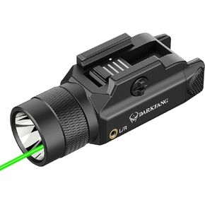 DARKFANG Tactical Flashlight and Green Laser Light Combo 1500 Lumen for Shotgun/Pistol Light with Momentary/Strobe Function for 1913 Picatinny Rail