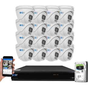 GW Security 5MP 1920P Security Camera System with AI Face/Human/Vehicle Detection, 16CH 4K DVR and 16 x 5MP 2592TVL Microphone Home Coaxial Dome Camera, Smart AI Playback, Email Alert, 4TB Hard Drive