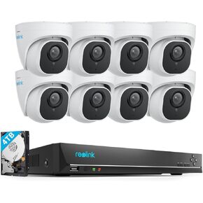 REOLINK 5MP PoE Security Camera System, 8xRLC-520A(2.8MM) 16CH PoE NVR, Pre-Installed 4TB HDD, Outdoor/Indoor Surveillance, IR Night Vision, Person/Vehicle/Pet Detection, 100° View Angle