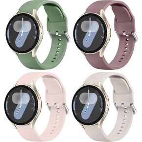 4 Pack Bands Compatible with Samsung Galaxy Watch 7 6 5 4 40mm 44mm/Watch 6 4 Classic/Watch 5 Pro/Active 2 Band, 20mm Silicone Strap for Women Men