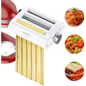 Pasta Attachment for Kitchenaid Stand Mixer, 3 in 1 set for Kitchenaid Pasta Attachment,Included Pasta Sheet Roller, Fettuccine Cutter, Spaghetti Cutter