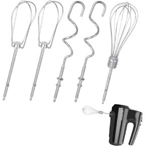 5 Pack Hand Mixer Replacement Beaters Compatible with BLACK and DECKER Electric Hand Held Mixer, Include 2 Mixer beaters, 2 Dough Hooks, 1 Whisk, Beaters Electric Mixer Parts Accessories