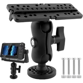 Fish Finder Mount Base, Universal 360° Rotation Ball-Mount Fish Finder Bracket with Screws and Nuts, Marine Electronic Fish Finder Holder for Marine Boat Kayak(Color:Black)