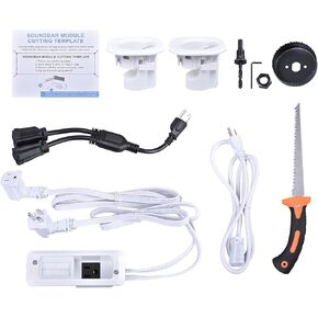in Wall Cable Management Kit for TV and Soundbar, Cord Concealer & Power Kit, Powers Devices and Hides All Cables, Comes with Manual, Drywall Saw, Hole Saw,Power Cord,Driver Bit,Splitter Cord