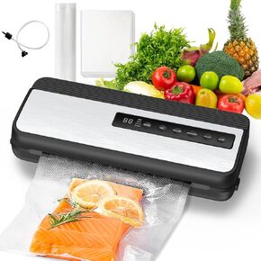 Vacuum Sealer Machine, 80kPa Powerful Suction Food Sealer Machine with Build-in Cutter, Multi-Functional Food Vacuum Sealer for Dry & Moist Foods