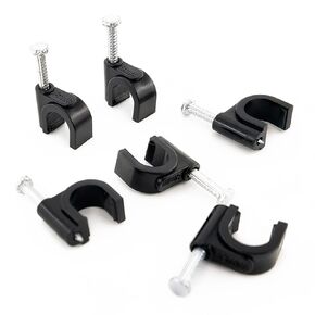 HS 7mm Ethernet Cat6 Cable Clips Clamps RG6 with Steel Nail (200 Pack),Wire Clips White for Wall,Cord Management