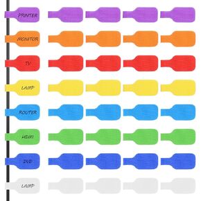 32 Pcs Cable Labels, Cord Labels for Electronics Multi Color Wire Cable Tags for Computers Cable Management and Identification