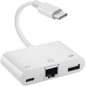 Lightning to RJ45 Ethernet Adapter Adapter ، مع Port Port و USB يدعم محرك الأقراص/لوحة المفاتيح/الماوس/القادم ، وتوصيله ، ويدعم شبكة Ethernet 100 ميجابت في الثانية في الثانية