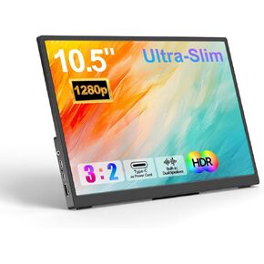 Portable Monitor 10.5'' 1920 * 1280 Ultra-Slim Mini 3:2， USB C HDMI HDR Portable Monitor for Laptop/Switch/Home/Travel