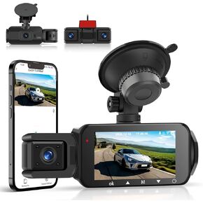 2K 360 Degree View 4 Channel Dash Cam Front and Rear Inside Left Right, 3Inch Touch Screen Dash Camera for Cars, WiFi Night Vision, 24/7 Recording Parking Mode Monitor G-Sensor Loop Recording