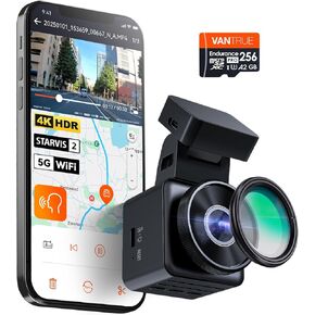 [Bundle-2 Items: Vantrue E1 Pro Dash Cam & 256G Micro SD Card ] 4K Mini Dashcam Front, STARVIS 2 IMX678 Night Vision HDR, Voice Control, GPS Car Cam for Family Vehicles and Uber/Lyft Drivers!