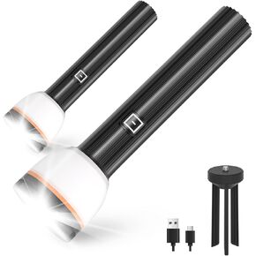 Sunzone LED Flashlights 2 Pack - S Bright 150 Lumens - M Bright 250 Lumens with 4 Modes - Rechargeable Flashlights - Camping Lights with Tripod for Outdoor - Gifts for Camping Essentials Gear