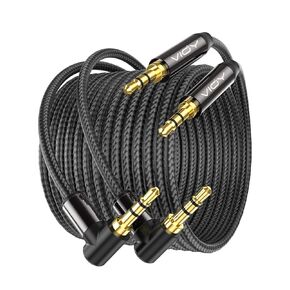 vioy aux cord 6.6 ft + 6.6 ft ، 3.5 مم كابل صوت الزاوية اليمنى -1/8 من الذكور إلى سماعة رأس استريو جاك جاك الستريو 90 درجة للسيارة متوافق مع سماعة الرأس وستيريو السيارة ومكبر صوت و echo والمزيد