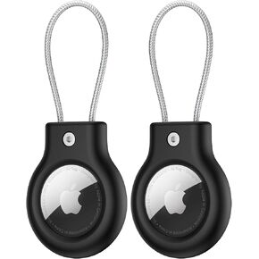 2 Pack Case for Apple AirTag, Anti-Lost Air Tag Lock Case Airtag Keychain Holder for Luggage, Bag, Pet, Key, Backpack, Multi-Color Protective AirTag Accessories (Black/Black) in Saudi Arabia