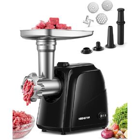 Electric Meat Grinder, Sausage Stuffer Maker 450W(3000W Max) Food Grinder with Blade & 3 Plates, Sausage Stuffer Tubes & Kubbe Kit, Stainless Steel Heavy Duty Meat Mincer Machine for Home Kitchen Use