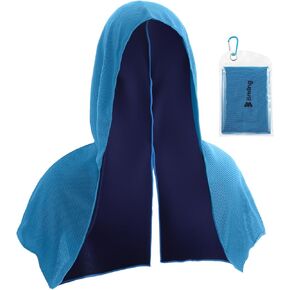 Breling Cooling Hoodie Towels for Neck and Face Absorbent Quick Drying Cooling Head Towel Quick Wraps UPF 50 Sun Protection for Hot Weather Sport Camping Workout Cycling