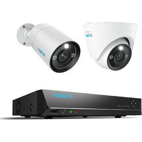 REOLINK 12MP PoE IP Camera Outdoor, Bullet & Dome Surveillance Cameras for Home Security, Human/Vehicle/Pet Detection, 700lm Color Night Vision 2XRLC-1212A Bundle 2XRLC-1224A 1x8ch Reolink NVR 2TB HDD